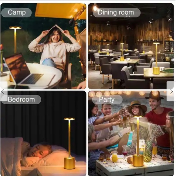 Gold Metal Rechargeable Battery Touch Desk Table Lamp - Picture 5 of 5